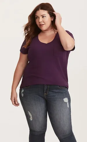 Torrid Vintage Wash V Neck Tee D5* thumbnail 1