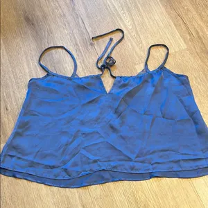 Aerie Blue Sheer Trim Silky Cami Swing Tank Top Size S thumbnail 4