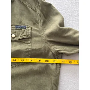 Lucky Brand Utility Shirt Size Medium Olive Green Snap Front Cotton Twill Top thumbnail 8