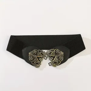 Retro Style Elegant‎ Black and Gold Elastic Women's Belt One Size thumbnail 7