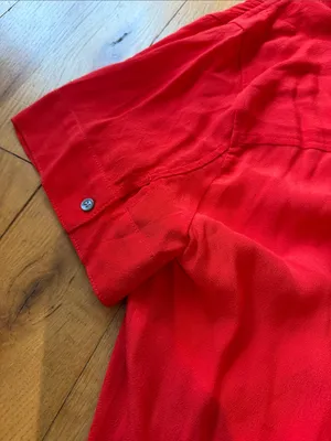 J. Crew Red V-Neck Short Sleeve Blouse Size Medium - C1-318 thumbnail 7
