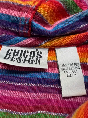 vintage Chico's Design Rainbow Striped Hooded Jacket thumbnail 5