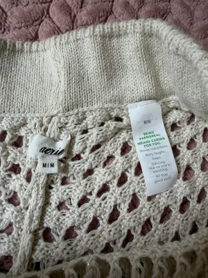 Aerie Cream Crochet Wide Leg Vacay Pants thumbnail 4