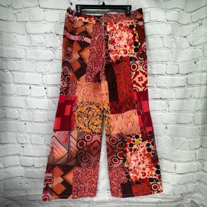 Boho Colorful Jeans Women's XL High Rise Stretch Patchwork Look Festival thumbnail 3