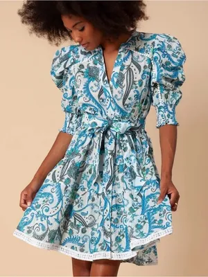 HALE BOB Roxie Dress Blue Floral Pockets SMALL thumbnail 2