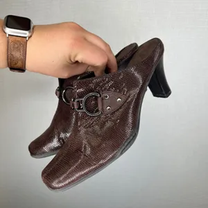 Aerosoles Womens‎ Brown Snake Skin Square Toe Block Heel Mules Size 8B thumbnail 3