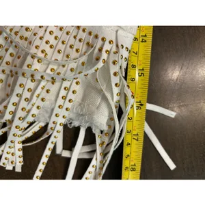 Western Fringe White denim Mini Skirt size Medium Boho Festival Country Concert thumbnail 3