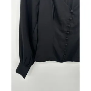 Abercrombie‎ & Fitch Black Sweetheart Button Through Long Sleeve Blouse Small thumbnail 3