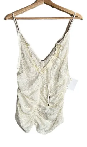 Free People Womens White‎ Love Her Lace Textured Keyhole Boho Indie Hippie Sz M thumbnail 1