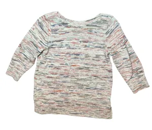 J Jill Petite Knit Cotton Pastel Striped Sweater3/4 Sleeve Size Large Coastal‎ thumbnail 1