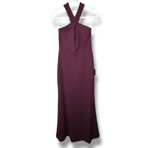NEW Lulus Keep You Enchanted Dark Purple Cutout Halter Mermaid Maxi Dress thumbnail 5