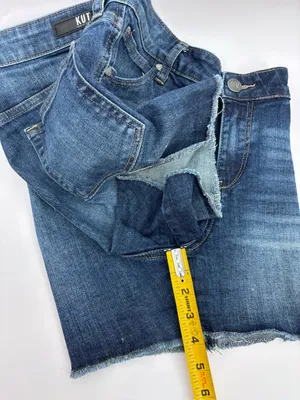 Kut from the Kloth Indigo Blue Frayed Hem Jean Shorts thumbnail 8