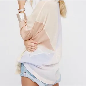 Free People Rainbow Rays Patchwork Pastel Button Up Shirt Blouse Size Medium thumbnail 14