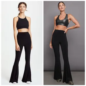 Norma Kamali Fishtail Pant Black M Flare Bellbottoms Stretch Free People thumbnail 2