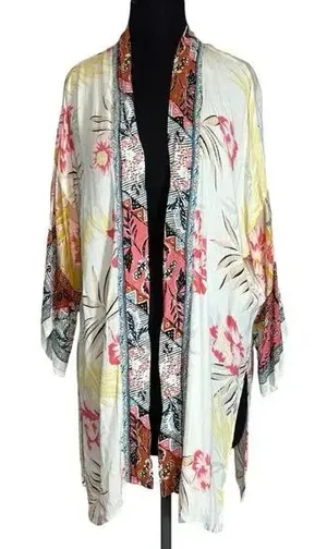 Billabong Fire Nights Boho Floral Kimono Beach Cover Up Festival Size M thumbnail 1