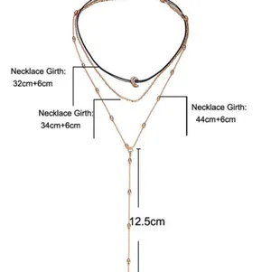 Boutique NEW Gold Dainty‎ Leather Moon 3 Layer Adjustable Necklace thumbnail 7