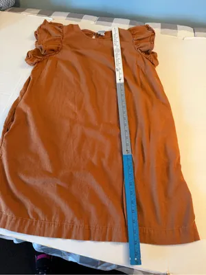 a new day Rust Brown Ruffle Sleeve women’s Dress size Large linen blend thumbnail 7