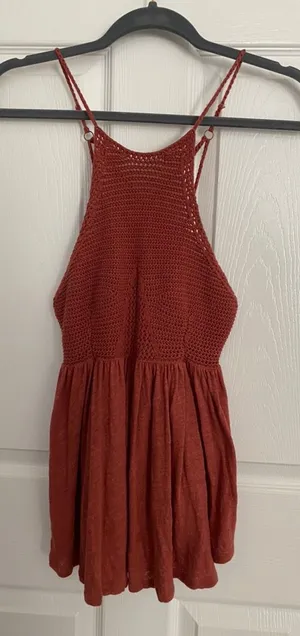 Free People Red Crochet Tank thumbnail 1