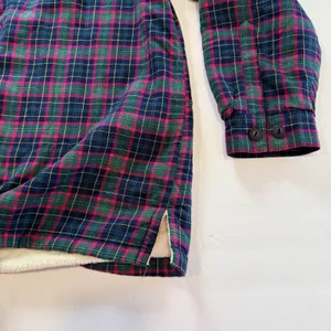 LL Bean Colorful Plaid Sherpa Fleece Lined Flannel Shirt Jacket Shacket Size XL thumbnail 4