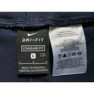 NIKE Dri Fit Shorts Women Size Large Mid Rise Dark Blue Booty Gym Athlete EUC thumbnail 3