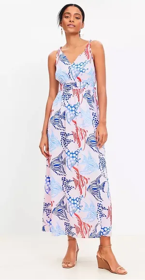 Loft Fish Double Side Tie Maxi Dress thumbnail 1