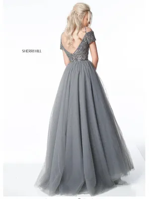 Sherri Hill 51450 Dress Off Shoulder Beaded Bodice Tulle Skirt Ball Gown Size 6 thumbnail 2