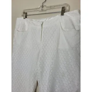 Elaine Kim White Eyelet Lace Trouser Pants English Countryside Equestrian Large thumbnail 3