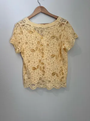 Francesca's Yellow Lace Top thumbnail 2