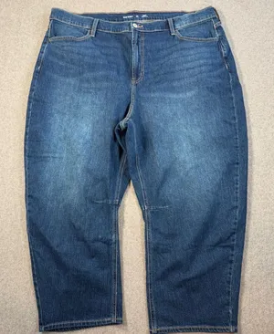 Old Navy Women's Size 20 Short High-Rise Wow Barrel Leg Jeans Medium Wash Blue thumbnail 1