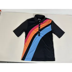 Zyia Active Womens Black Rainbow Stripe Snap Polo Shirt Short Sleeve Small thumbnail 11