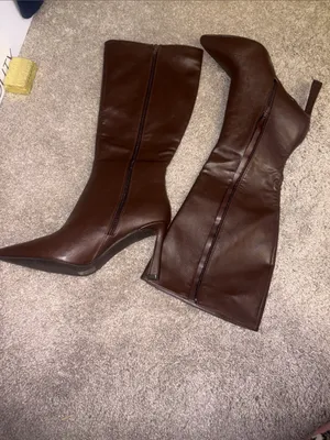 Shein Brown Pointed-Toe High Heel Knee Boots - Women size 10 thumbnail 7