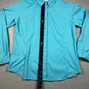 White Sierra Womens Medium Turquoise Ripstop Hiking Trail Shirt Roll Tab Sleeve thumbnail 7