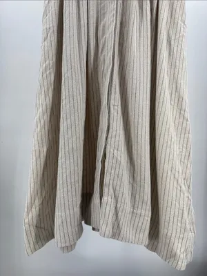 Tuckernuck Cream Black Striped Midi shirt dress linen blend classic neutral M thumbnail 7