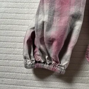 LOFT Women’s Medium Plaid Smocked Peasant Blouse Pink Gray Button Front thumbnail 4