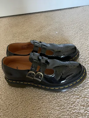DR. MARTENS 8065 Black Patent Leather Mary Jane Double Strap Buckle Shoes Size 9 thumbnail 5