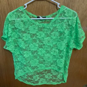 Lace Crop Top Green thumbnail 1