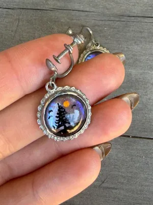 silver and blue spooky whimsical earrings #goth #festival #gorpcore #fairy #disney thumbnail 4