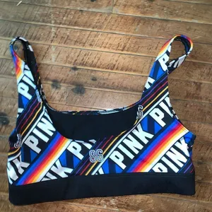 Victoria’s Secret Pink Ultimate rainbow M wireless workout sporty bra thumbnail 2