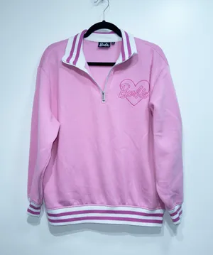 Barbie Pink Fleece Lined Quarter Zip Sweatshirts Size Large thumbnail 1