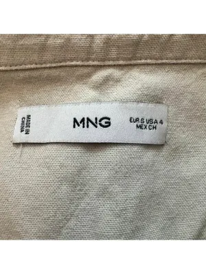 MNG Mango Linen Blend Sleeveless Button Front Tunic Dress Small Beige thumbnail 3