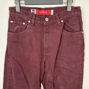 Levis Vintage Silver Tab Loose Pants Jeans Womens 8 Baggy‎ Leg Wine Burgundy thumbnail 2