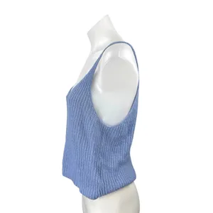Lulus Women's Blue Ribbed Knit Sleeveless Scoop Neck Cami Tank Crop Top Size L thumbnail 2