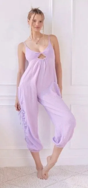 Urban Outfitters Out From Under Purple Gauze Cotton Jumpsuit Sz.S thumbnail 1