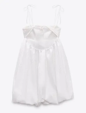 Zara dress mini crochet balloon embroidered white boho vacation casual summer thumbnail 10