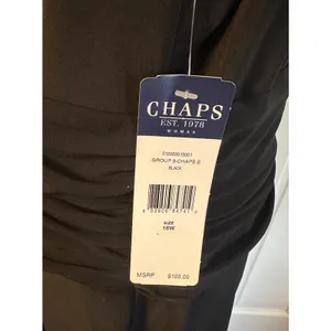 Chaps Black Dress Draped V-Neck Jersey Knit Stretch Sleeveless Plus Size 18W NEW thumbnail 4