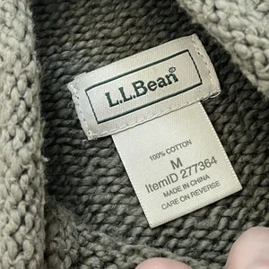 L.L. Bean Sweater cotton roll neck knit womens Green (medium) classic fisherman thumbnail 2