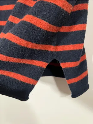 Madewell Striped Whitworth Mockneck Sweater Merino Wool Alpaca Blue Orange thumbnail 6