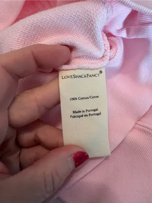 NWT LoveShackFancy Kirby cropped hoodie pink opal size large thumbnail 8