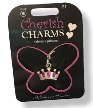 Cherish Charms Fairytale Princess Crown Charm Fairy‎ Tale Pink Silvertone NEW thumbnail 1