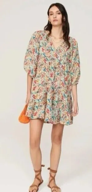 Marine Layer Scarlett Mini Dress Size Medium Women's Colorful V neck thumbnail 1